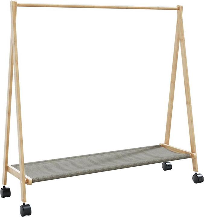 Actual product image VidaXL Clothes rack with shelves and castors 106x34x106.5 cm bamboo