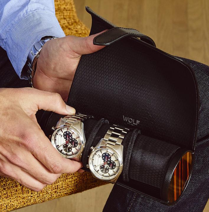 Image du produit Rouleau de montre Roadster en cuir véritable pour 3 montres-bracelets avec capsule supplémentaire