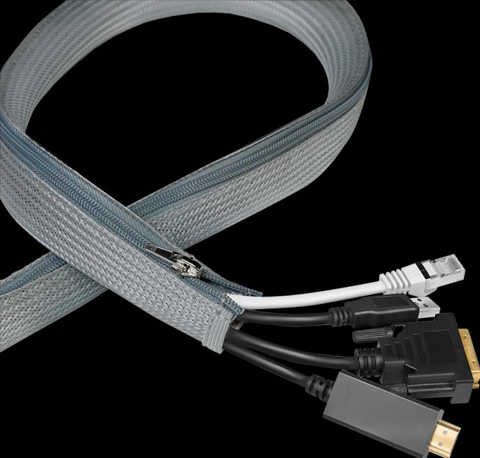 Immagine prodotto LogiLink Guaina per cavi con cerniera, 2,0 m, grigia, in poliestere, resistente all'abrasione, alla trazione (Tubo cavi, 200 cm)