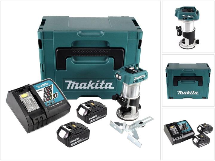 Productafbeelding Makita DRT 50 RGJ Accu multifunctionele bovenfrees borstelloos 18V + 2x oplaadbare batterijen 6.0 Ah +