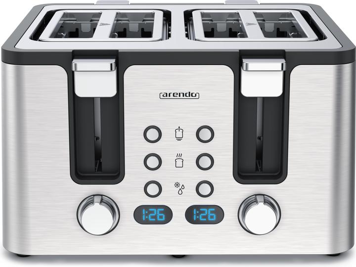 Image du produit Arendo Toaster 4 Scheiben Kurzschlitz, Edelstahl, Automatik, Wärmeisolierendes Doppelwandgehäuse, 1750 W