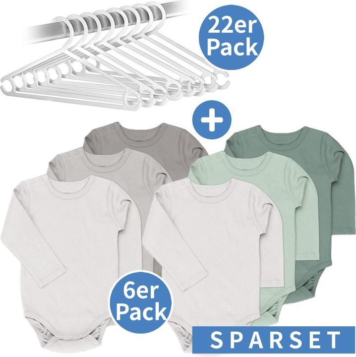 Actual product image La Loona LaLoona rompers & sets long sleeve bodysuit set incl. hangers - sage grey (80)