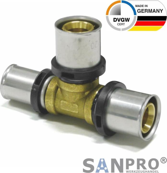 Sanpro THPRESS pressfitting T-piece outlets reduced 26x3 - 20x2 - 20x2 (T-connection)