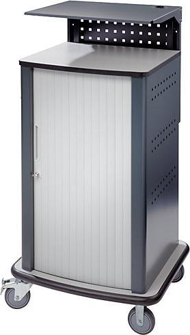Actual product image eurokraft basic Laptop and equipment trolleys, with roller shutter, charcoal RAL 7016. (25 kg)