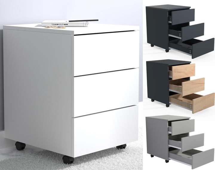 Image du produit VCM Caisson roulant Caisson d'appoint Caisson de bureau à roulettes Dasola 3 tiroirs (39 x 70 x 55 cm)