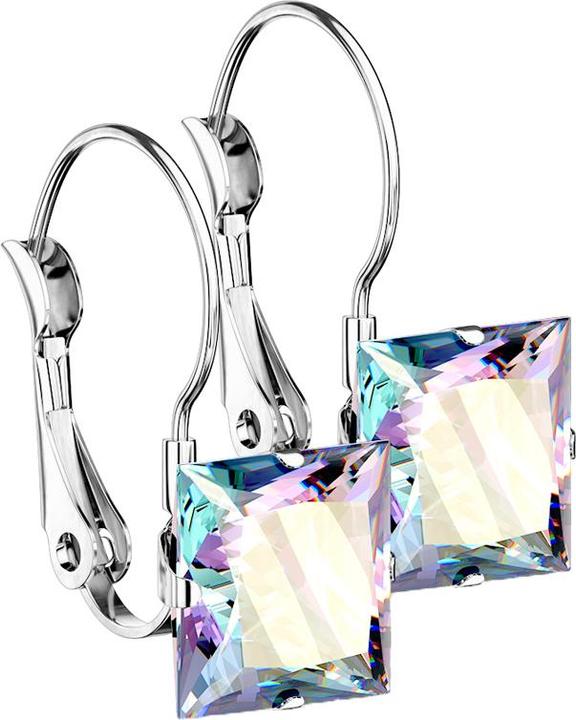 Actual product image Hollywood Body Jewelry Earring silver with square crystal multicolour (without brass, Surgical steel 316L)