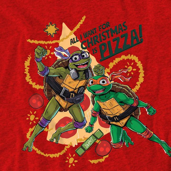 Immagine prodotto Teenage Mutant NT Maglietta Natale Michelangelo e Donatello Pizza Adulto Unisex (3XL)