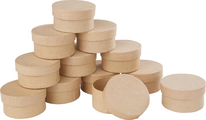 Produktbild VBS XXL Pappschachteln "Rund", Natur, Ø 6 cm, H 3 cm, 12 Stück