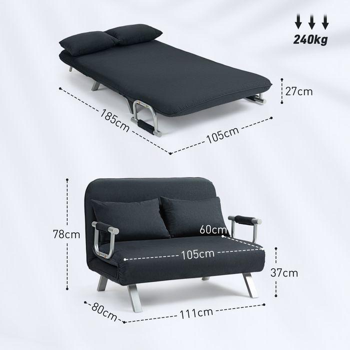 Produktbild Swisshandel24 2-Sitzer Sofa mit Schlaffunktion, Schlafsofa mit Verstellbarer Rückenlehne (2-Sitzer)