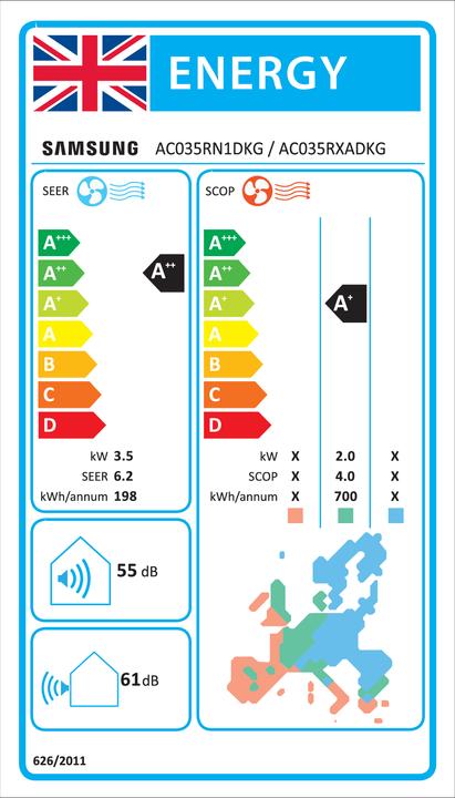Energy Label Samsung AC035RXADKG/EU (11942.50 BTU/h)