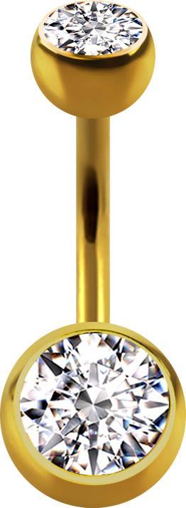 Produktbild Acha Direct Banane vergoldet mit zwei Kugeln Kristall silber (Titan G23, ohne Messing)