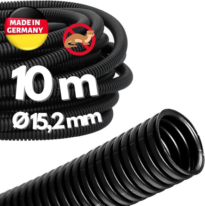 Produktbild Kalitec 10 Meter Wellrohr geschlossen NW 16 I ungeschlitzt Wellschlauch I Marderschutzrohr I Leerroh (1000 cm)
