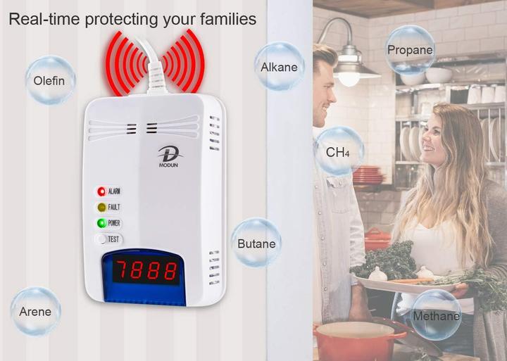 Actual product image D Modun Gas detector with audible alarm and LED display