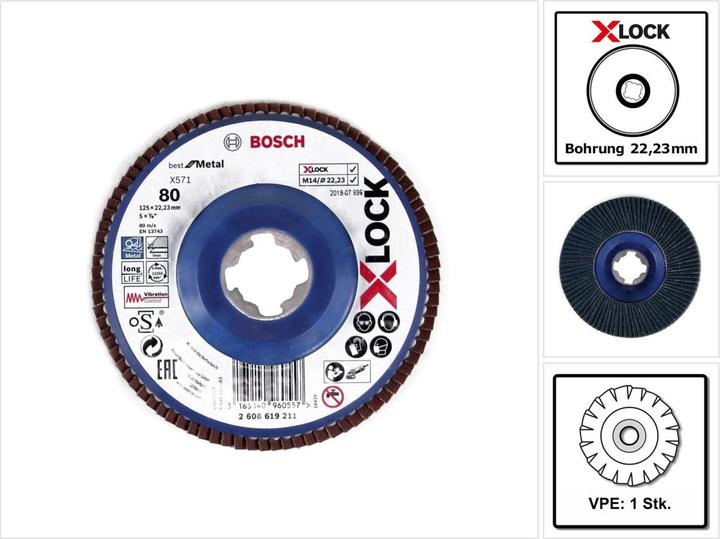 Actual product image Bosch Professional Zubehör PRO X571 X-Lock flap disc, 125 mm, G80 (80)