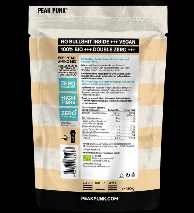 Produktbild Peak Punk Bio Protein Shake (Kakao, Banane, 1 Stk., 250 g)