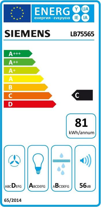Energy Label Siemens LB75565 (Substructure hood)