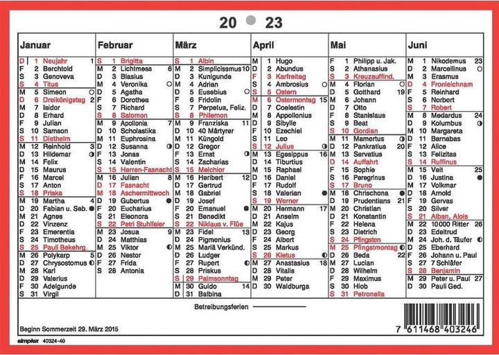 Actual product image Simplex Wall calendar 2023 403244023 A5,red/white,d (A5, German)