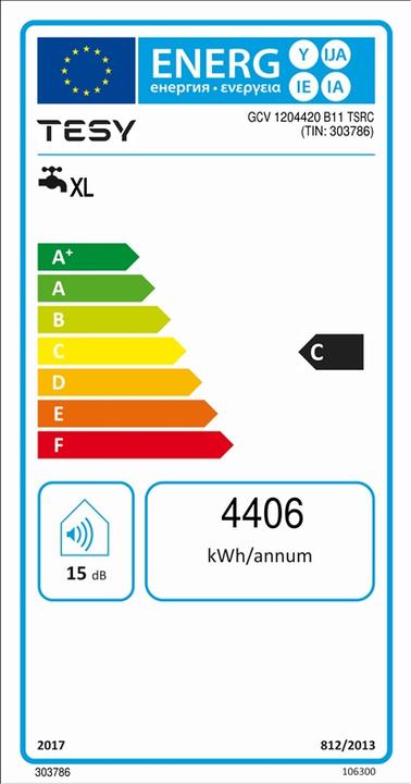 Etichetta energetica Tesy Scaldabagno 120l El Vert