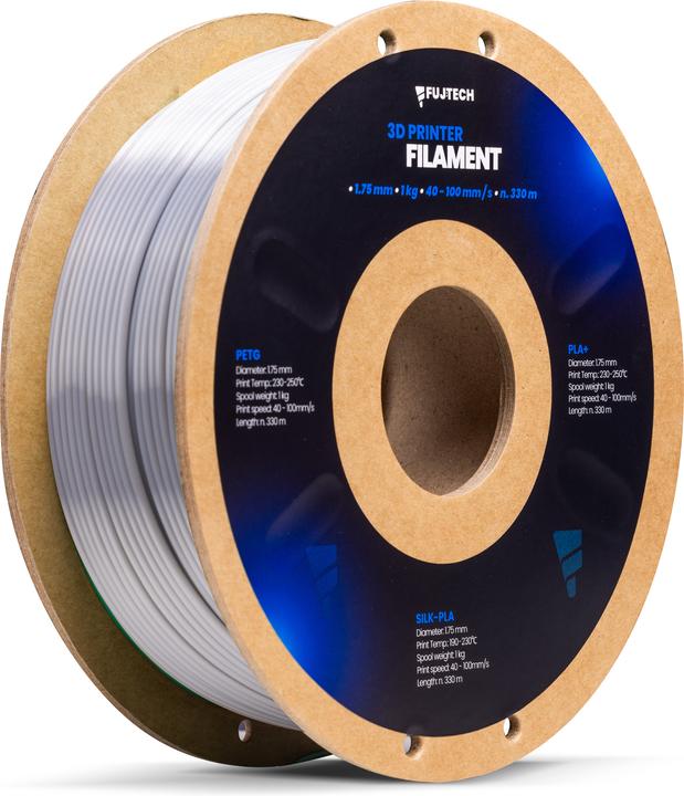 Immagine prodotto Fuj Tek Silk PLA 3D Printer Filament, 1.75 mm, silver (PLA, 1.75 mm, 1398 g, Argento)