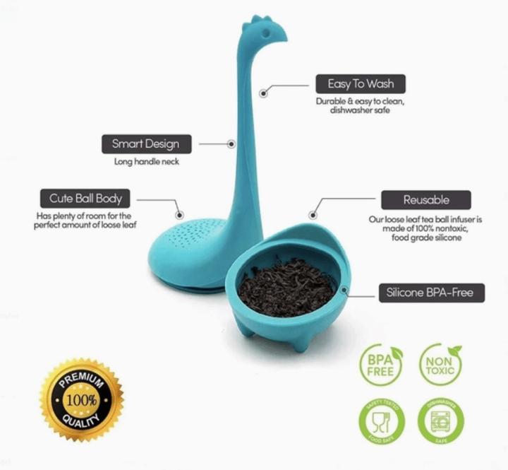 Actual product image Ototo Baby Nessie tea strainer and tea filter with handle green