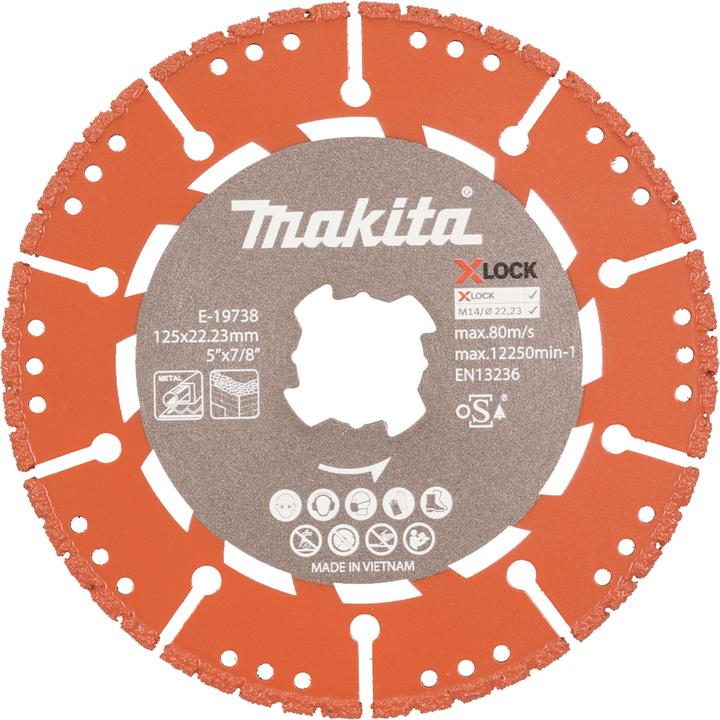 Produktbild Makita Diamanttrennscheibe Schneiden Bohrung 22,23mm X-LOCK Rescue 125mm E-19738