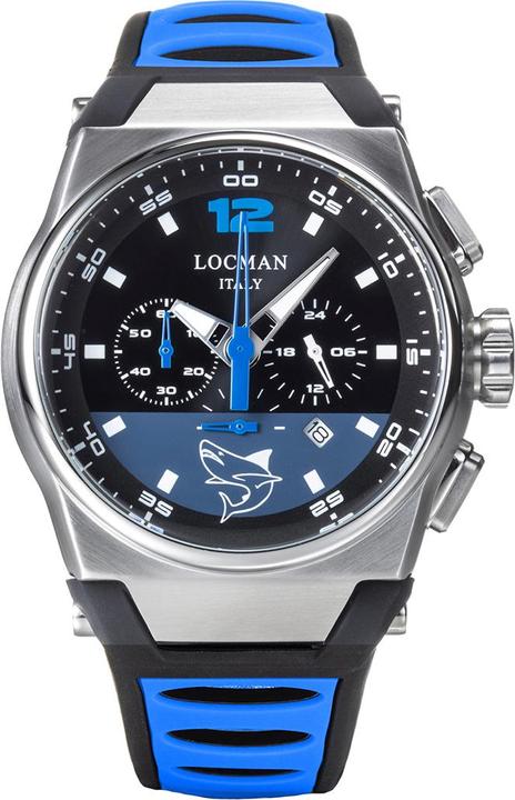 Produktbild Locman Italy Herrenuhr Mare blau/schwarz Chrono Ref. 0555 (Chronograph, 44 mm)