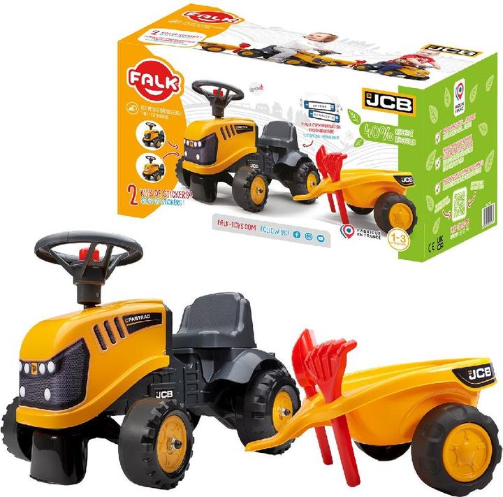 Actual product image Falk Toys JCB Orange tractor with trailer