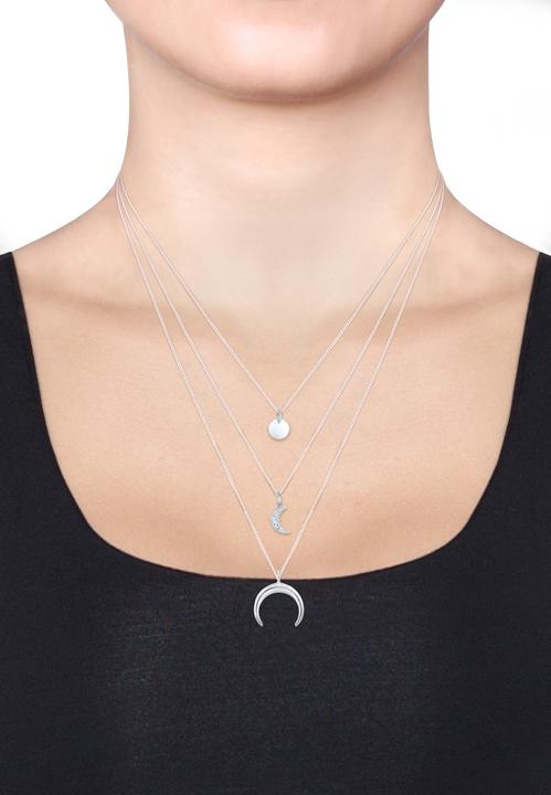 Image du produit Elli Collier Demi-Lune Layer Cristaux Argent (Argent 925 sterling plaqué or, Cristal de verre, 40 cm)