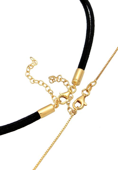 Immagine prodotto Elli Collana girocollo in pelle con catena veneziana in argento 925 (Argento 925, Ecopelle, Nessuna pietra, 32 cm)