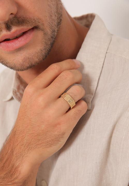 Actual product image Kuzzoi Ring Band Ring Wide Structure Hammered 925 Silver (60, 925 Silver)