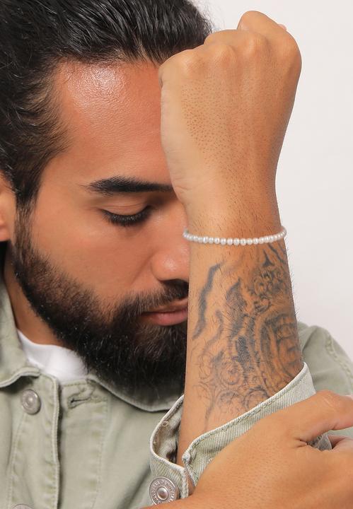 Actual product image Kuzzoi Bracelet Freshwater Pearls Classic Simple 925 Silver (21 cm, 925 sterling silver, Freshwater cultured pearls, Stainless steel)