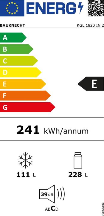 Energie-Label Bauknecht KGL 1820 IN 2 (Freistehend, 339 l)