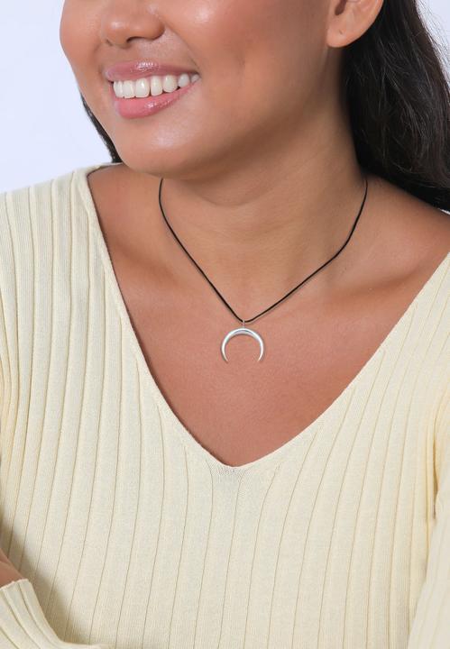 Produktbild Elli Halskette Choker Nylon Halbmond Sichel 925 Silber (Keine Schmucksteine, Nylon, 925er Sterling Silber, 36 cm)