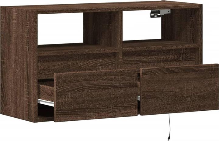Immagine prodotto VidaXL Mobile TV Parete attrezzata Lavagna sospesa Illuminazione LED effetto rovere marrone