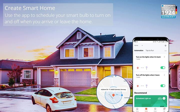 Produktbild Blaupunkt Smart Glühbirne E27 - WiFi - Dimmbar - Intelligente Lampe - 9W - Google Home - Einzeln (E27, 9 W, 900 lm, 1 x, F)