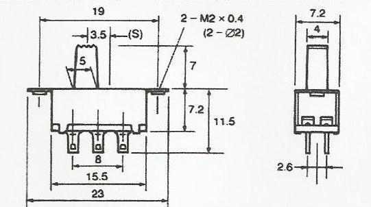 Actual product image Purecrea Slide switch DPDT On/On 6 pole