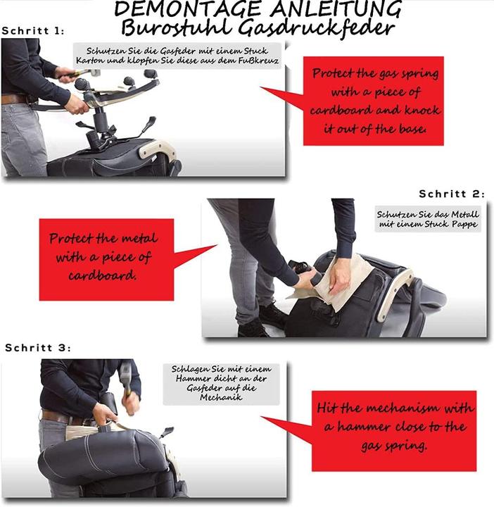 Image du produit Zrebzyr Vérin à gaz pour chaise de bureau noir 280mm