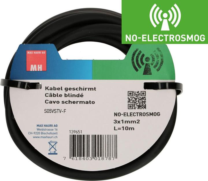 Max Hauri Elektrobiologie MHAG Kabel 3x1mm2 geschirmt (10 m)