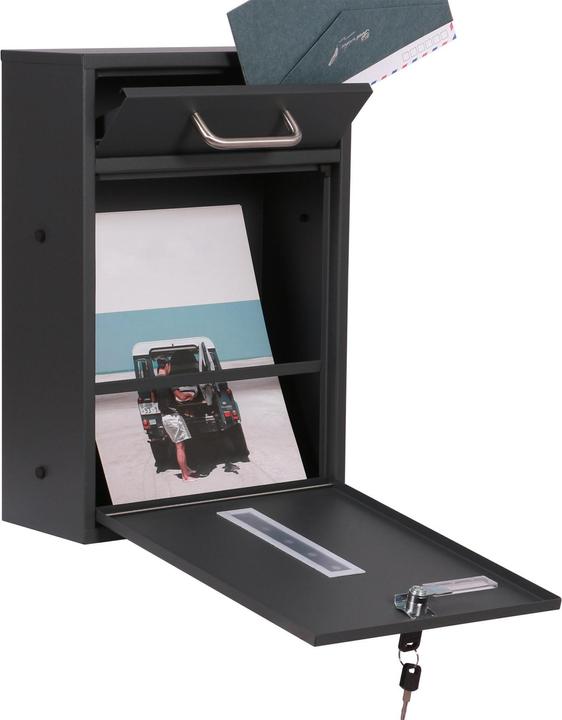 Actual product image Wiltec Wall Mounted Letter Box V51 Anthracite Lockable Box Post Mailbox with Windows