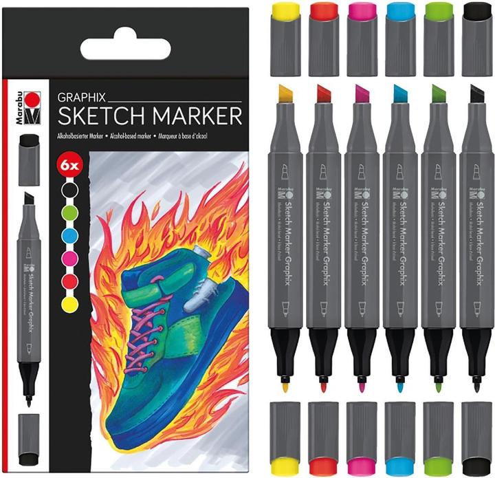 Actual product image Marabu Sketch Graphix Heat permanent marker, 6 pieces (Multicoloured, 1.70 mm, 6 x)