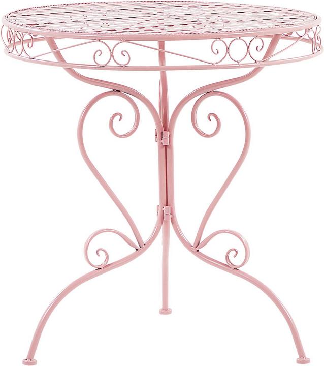 Beliani Gartentisch rosa Metall 70 cm rund ALBINIA (70 cm)