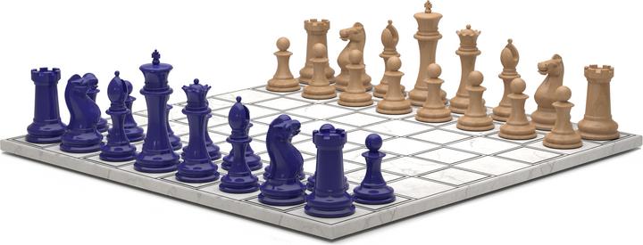 Actual product image Skyline Chess Chess Game - Wooden Series - Blue Vs Light Wood (with Marble Grid Board)