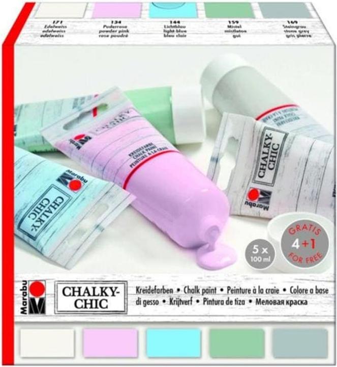 Produktbild Marabu Kreidefarbe Chalky-Chic (Weiss, Grün, Rosa, Grau, Hellblau, 100 ml)