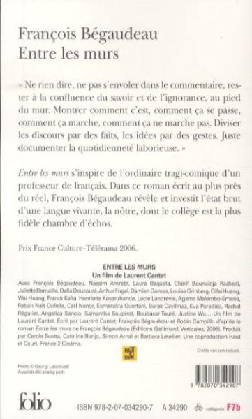 Immagine prodotto Entre les murs (Francese, Bégaudeau François, 2015)