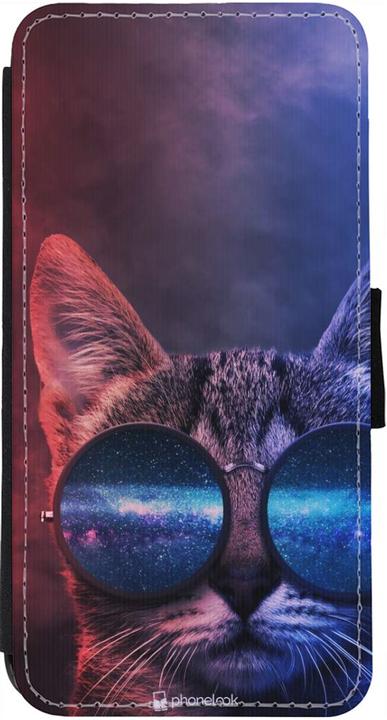 Produktbild PhoneLook Hülle Wallet schwarz Red Blue Cat Glasses (Apple iPhone 12)