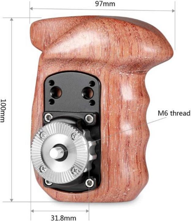 Image du produit SmallRig Poignée en bois du côté gauche avec la rosette d'arrivée (Poignée)
