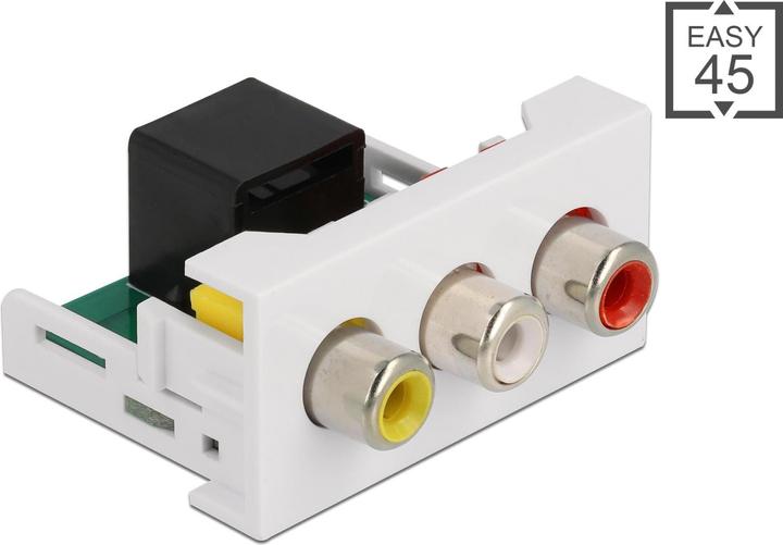 Delock Easy 45 Modul 3 x Cinch Buchse zu RJ45 Buchse 22,5 x 45 mm (Klinkenadapter)