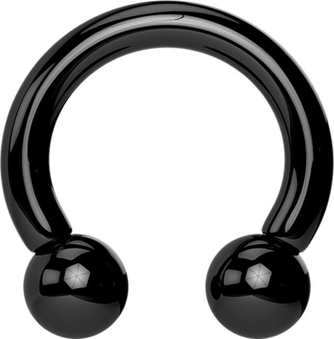 Star Piercing Circular Barbell schwarz mit zwei Kugeln (Acryl, ohne Messing)