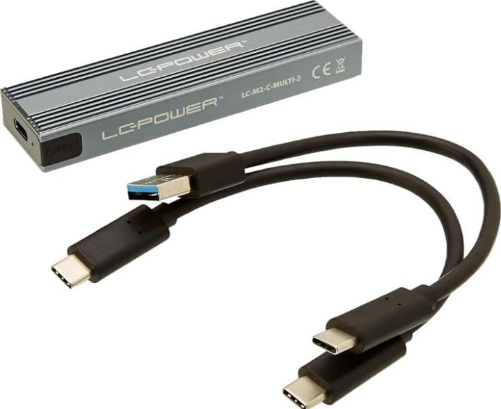 Produktbild LC-Power M.2 LC-M2-C-MULTI-3 USB3.2 M.2-SSD-Gehäuse (NVMe & SATA)