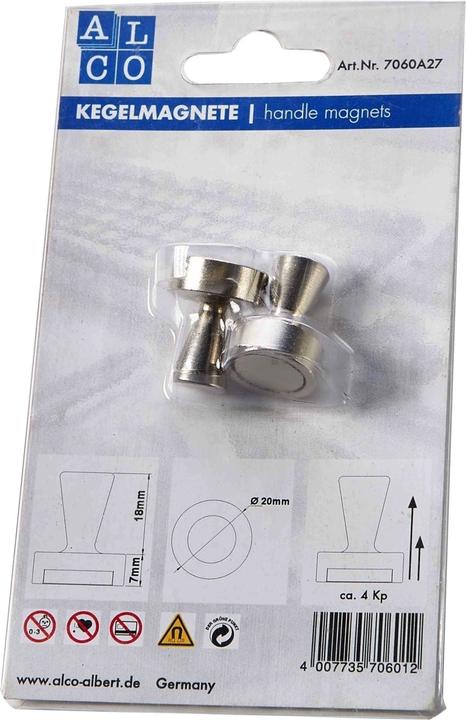 Actual product image Alco Cone magnet neodymium (Nd) 25mm 20mm TG 4000 g silver PU=2 pieces (2 x)